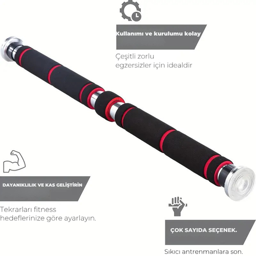 Ayarlanabilir Kapı Barfiksi 60-100cm – Çelik, Kaymaz Tutma Yüzeyli