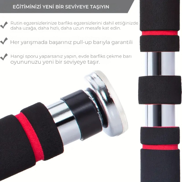 Ayarlanabilir Kapı Barfiksi 60-100cm – Çelik, Kaymaz Tutma Yüzeyli