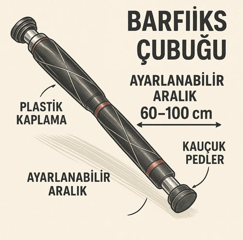 Ayarlanabilir Kapı Barfiksi 60-100cm – Çelik, Kaymaz Tutma Yüzeyli